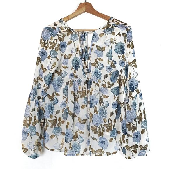 Mossimo | Flowy Floral Semi-Sheer Tie Back Blouse - Picture 5 of 8